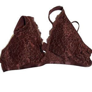 Frederick's of Hollywood Sexy Burgundy w/Gold Metallic LIghtly Padded Bra SZ M